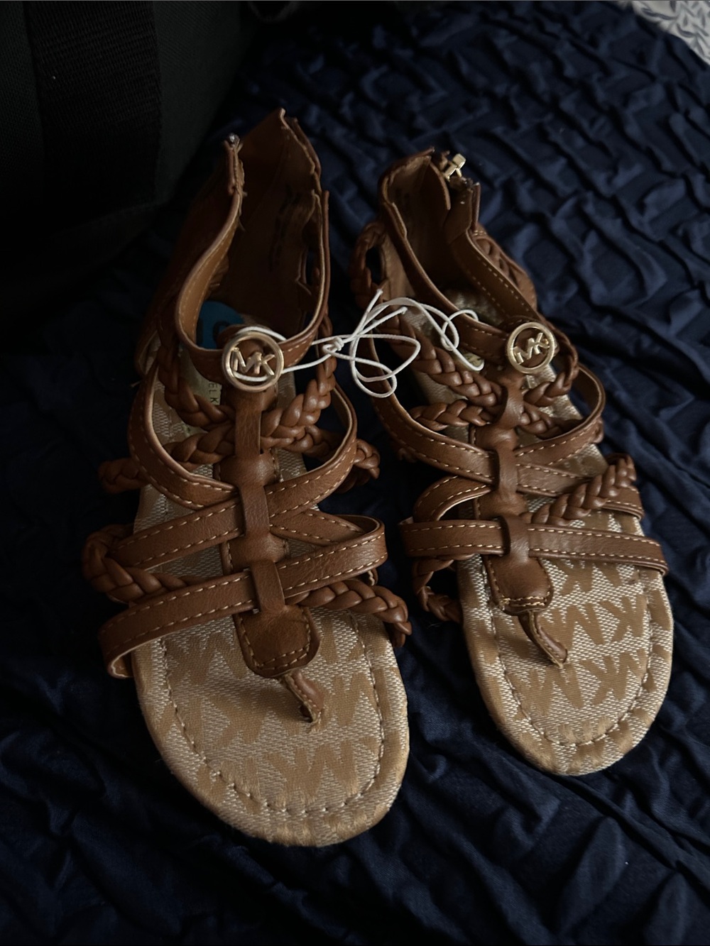 Kids size 10 Michael Kors Tan Braided Leather Gladiator sandals. Never worn